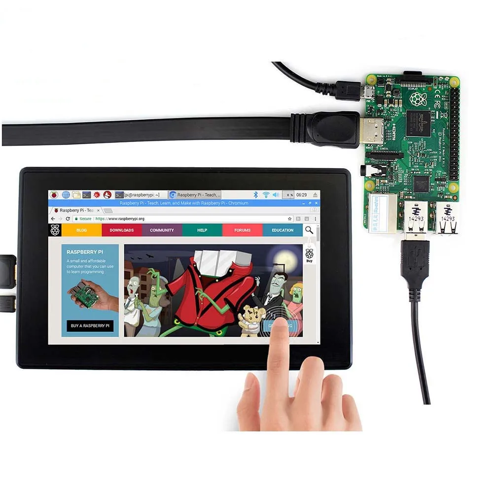 ЖК экран Waveshare 7 дюймов HDMI (H)+ корпус 1024x600 IPS емкостный сенсорный дисплей поддержка