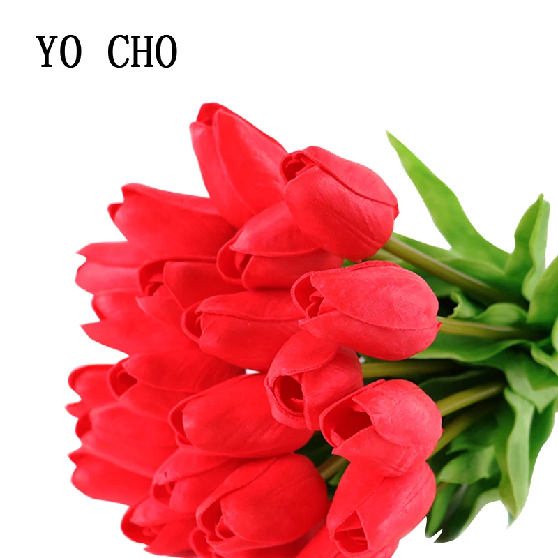 YO CHO DIY Real Touch PU Tulip Bridesmaid Bridal Bouquets artificial flowers High Quality artificial Brides Wedding Flowers YO CHO DIY Real Touch PU Tulip Bridesmaid Bridal Bouquets artificial flowers High Quality artificial Brides Wedding Flowers