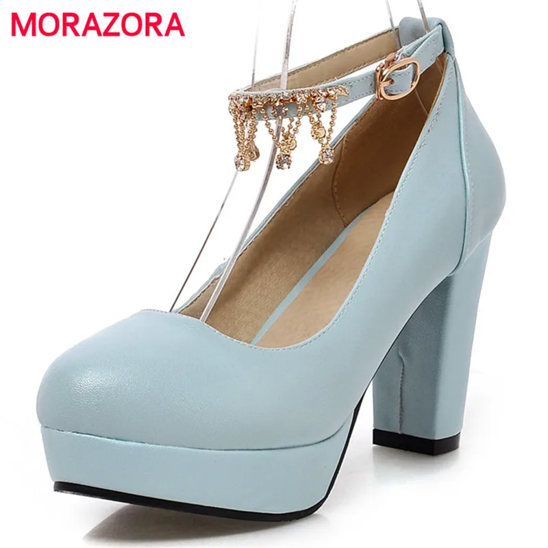 

MORAZORA 2020 Spring shoes woman high heels elegant fashion wedding shoes platform women pumps big size 32-43
