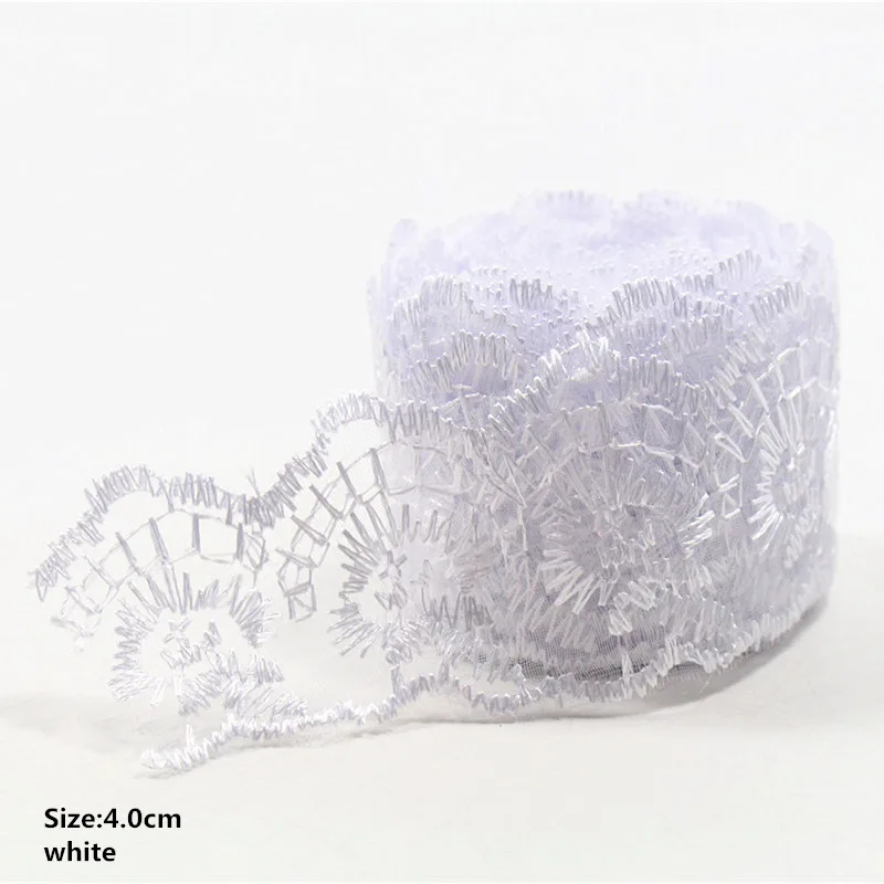 

40mm width white Cheap Lace Fabric Trim Ribbon 10yard/lot DIY Garment Accessories embroidered lace ribbon Bilateral
