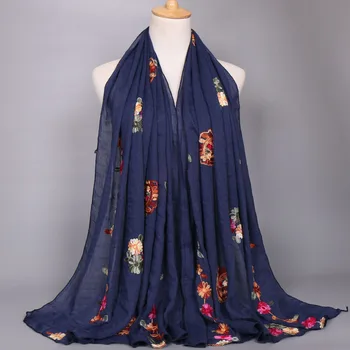

Luxury High quality embroidery cotton floral bohemian shawls hijab muslim wraps long muffler scarves/scarf 13 color 180*90cm