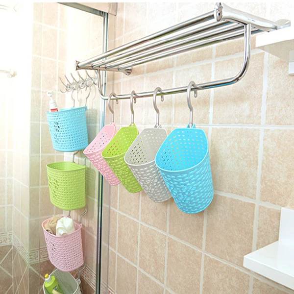 Soft Weaving Plastic Vehicle Car Gathering Basket Bathroom Shower Soft Weaving Plastic Vehicle Car Gathering Basket Bathroom Shower Hanging With Hook Kitchen Table Containers