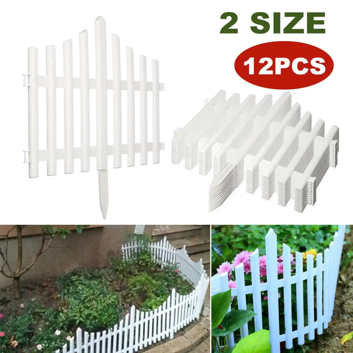

12PCS Plastic Garden Fence Courtyard Indoor Edging Border Fencing Panel Outdoor Yard Garden Decorations DIY Easy Assemble