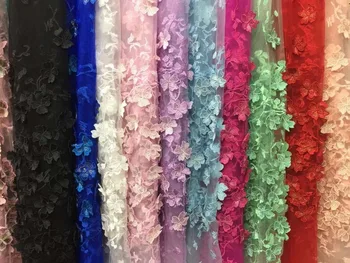 

3D flower French Net Lace Fabric LJY-73009 Latest african guipure lace fabric with embroidery mesh nigerian tulle lace fabric