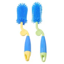 Силиконовая щетка для бутылок Детская щетка для чистки бутылки с ниппель очиститель набор щеточек 360 ° вращающаяся длинная ручка для бутылочки для кормления