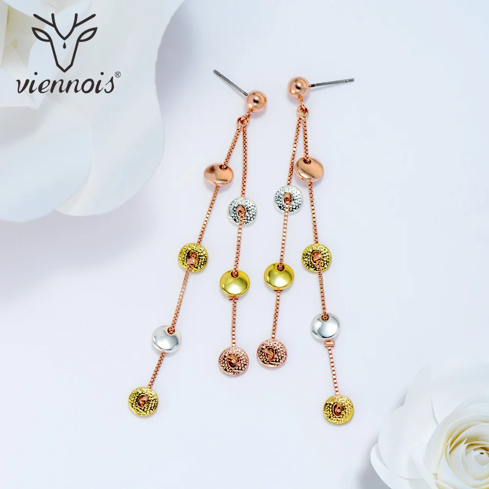 Viennois Gold Silver Color Women Stud Earrings Female Mixed Colors Long Earrings Christams Jewelry for Girls