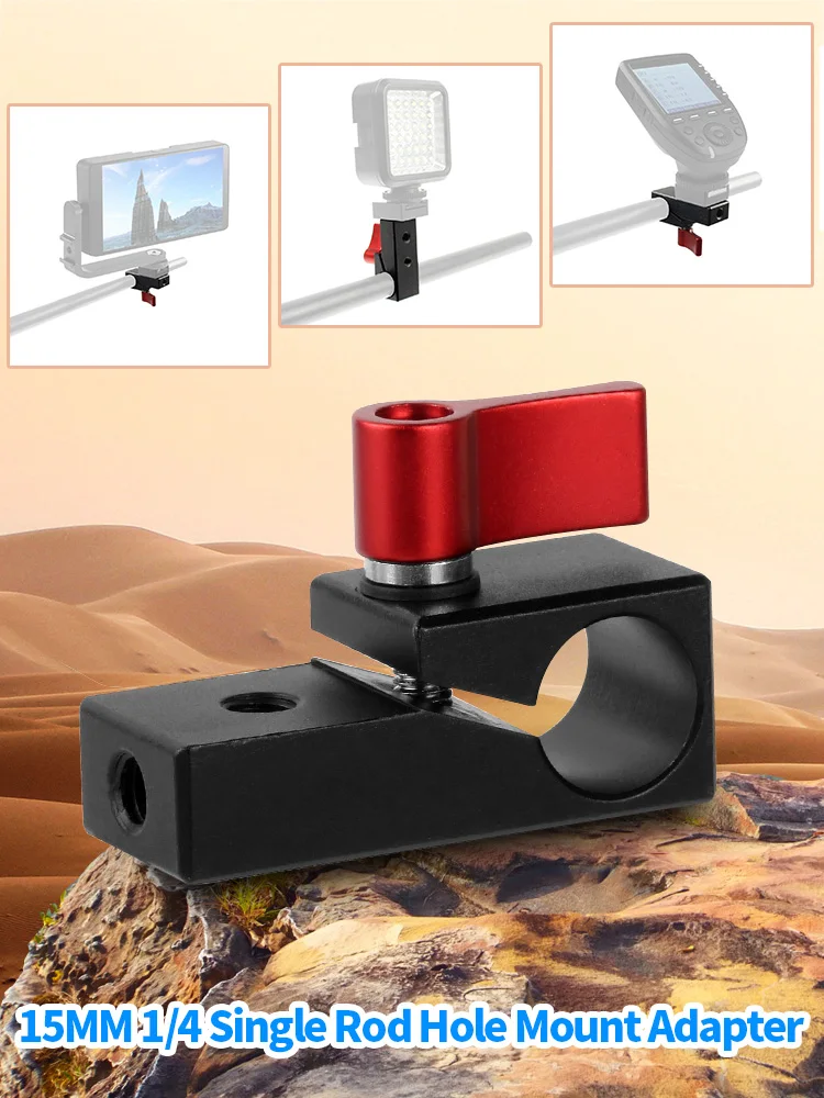 

BGNING 15MM 1/4 Single Rod Hole Mount Clamp Wire Display Microphone Clip Adapter SLR Camera Rabbit Cage Clip Camera Accessory