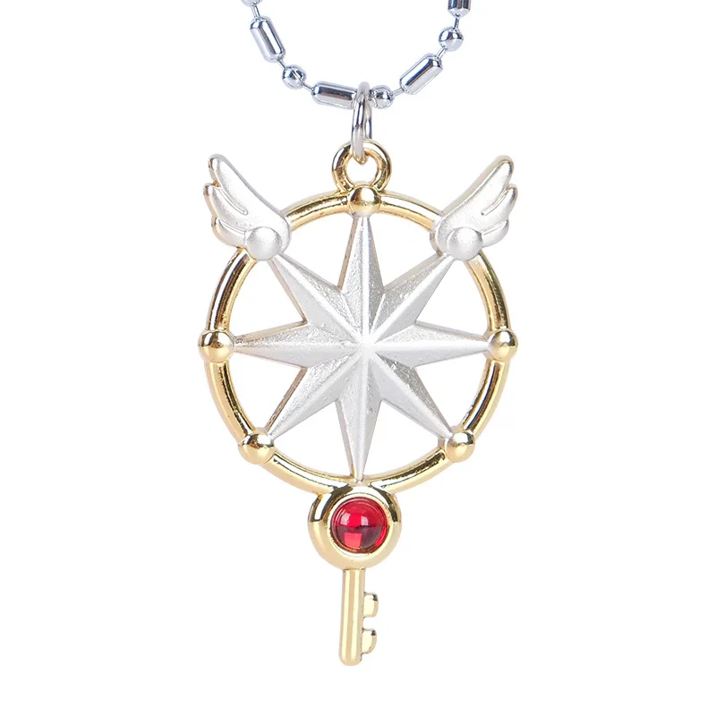 

Anime Card Captor Sakura Action Figure Printed Alloy Magic Stick Keychain clow Star Wings Necklace Pendants Girls Fashion Toy
