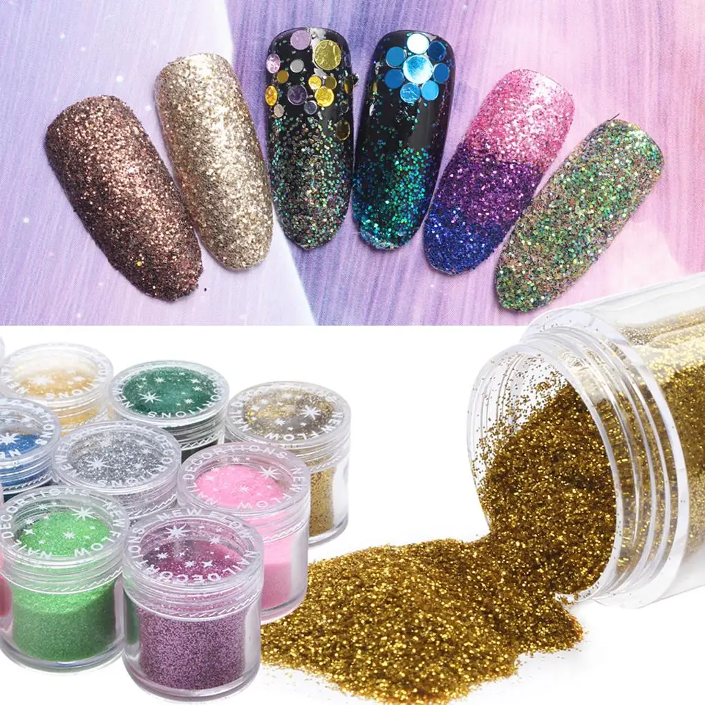 

Fashion Hot Sale10g DIY Mix UV Gel Nail Art Glitter Dust Powder Acrylic Powder Nail Art Decal Tips