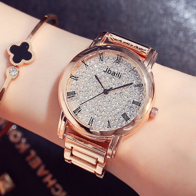 

2017 Unique Crystal Ladies Quartz Watches For Women Bling Rhinestone Design Luxury Full Steel Womens Clock Dress Wrist Watches