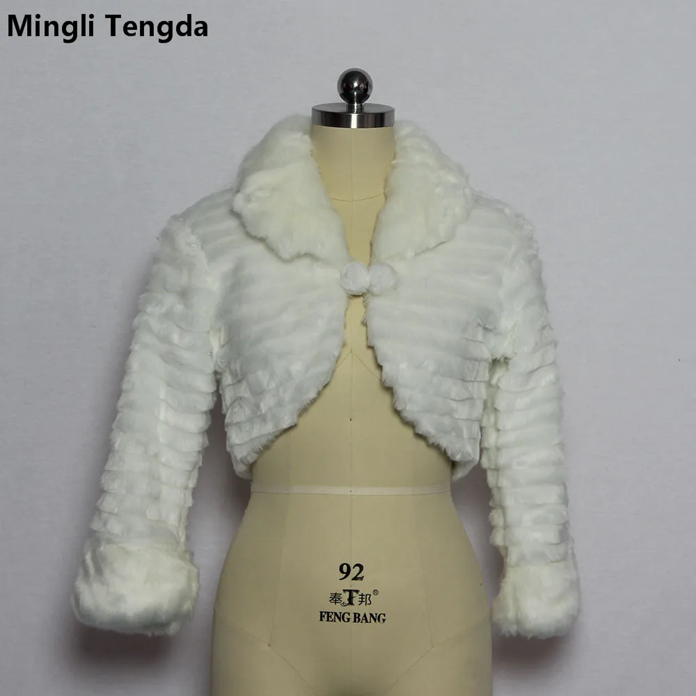 

Mingli Tengda Faux Fur Wedding Jacket Long Sleeves Bridal Fur Bolero Women Keep Warm Shrug Wrap Wedding Coat Cape Stole Shawl