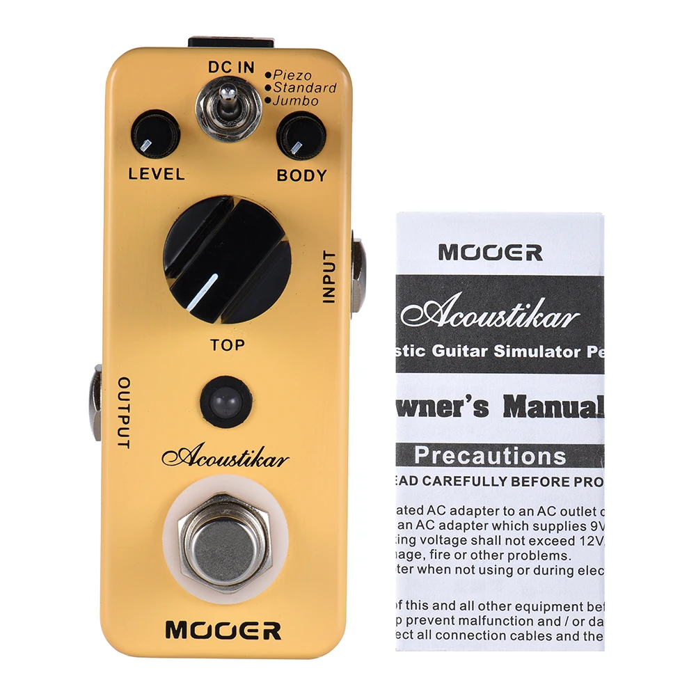 MOOER Acoustikar Акустическая гитара симулятор педаль эффектов True Bypass с 3 режимами(пьезо/стандарт/Джамбо