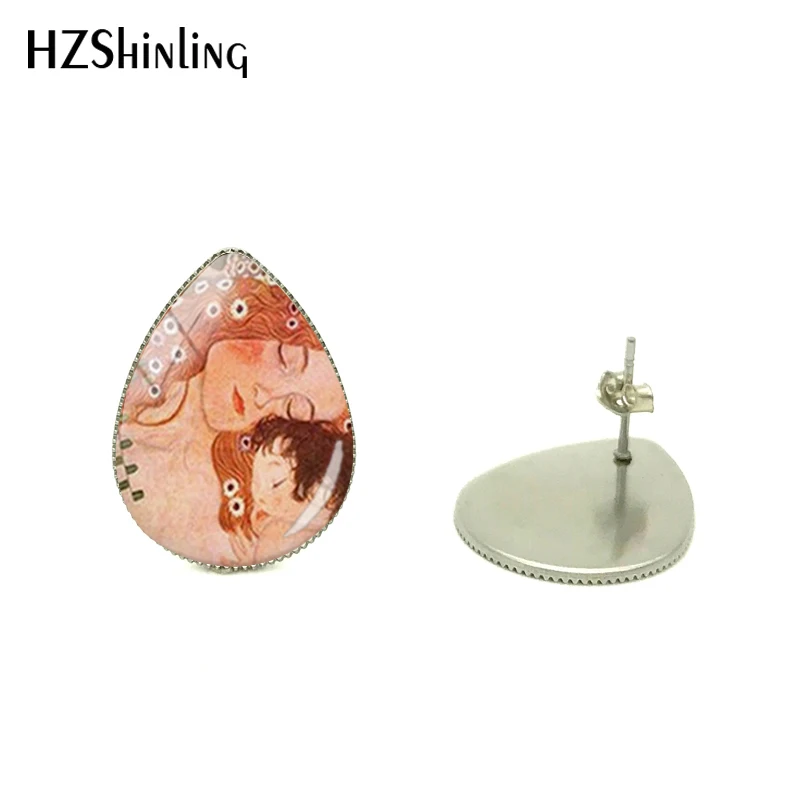 

2019 New Fashion Earrings Gustav Klimt Tear Water Drop Shaped Earring Klimt's Mother and Child Jewelry Mother Love Baby Earrings