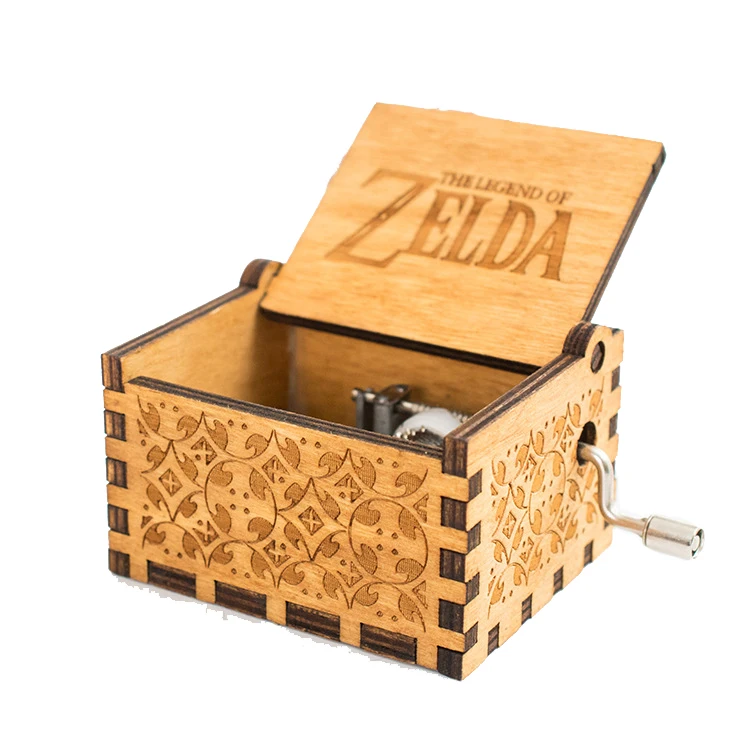 Antique carved wooden The Legend of Zelda music box, Breath of the Wild