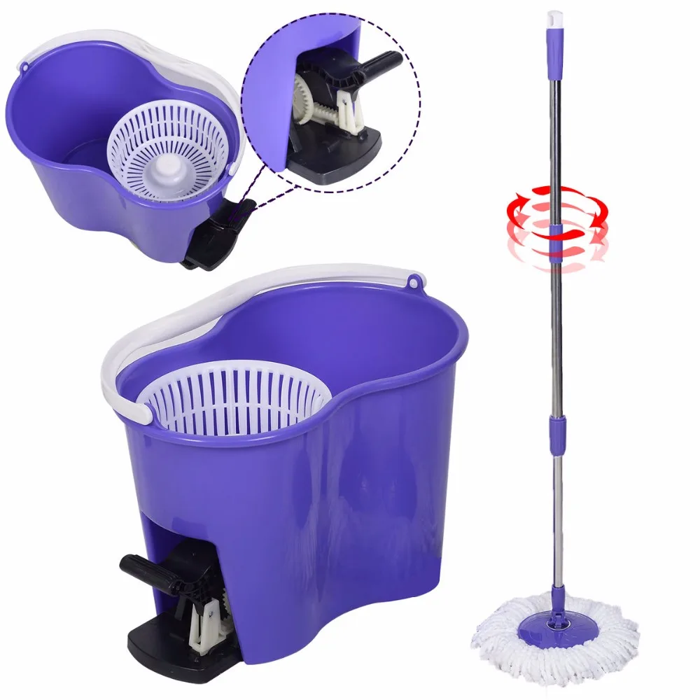 Goplus Automatically Microfiber Spinning Mop Bucket Set Magic Rotary