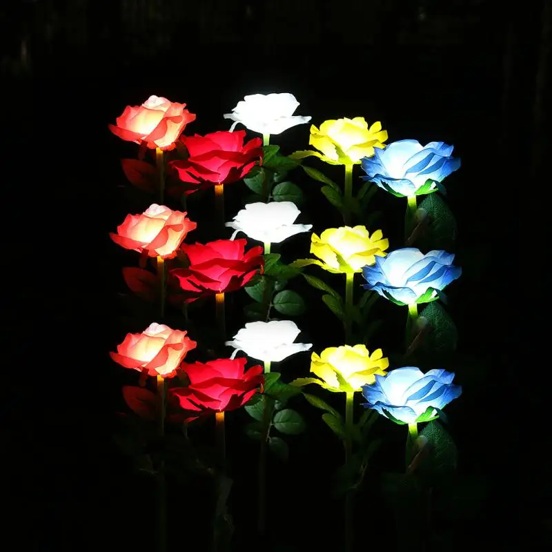 

Energy-saving Outdoor Solar Powered LED Light Rose Flower Lamp for New Year Yard Garden Path Way Landscape Night Lamp