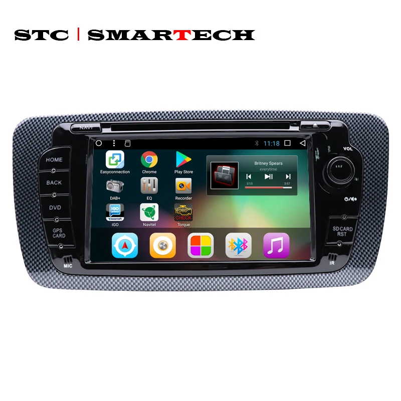 Sale SMARTECH 2 Din Android 8.1 Seat ibiza Car Radio DVD Player GPS Navigation for ibiza with CAN-BUS Decoder Support OBD TPMS DVRs 0