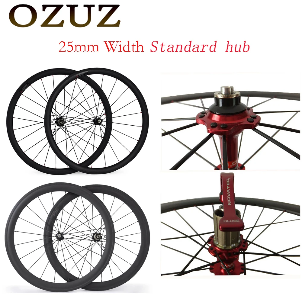 

OZUZ Novatec A271SB/F372SB Hubs Standard Wheel 38 50 mm Red Carbon Wheels 25 mm Wide Clincher Glossy Matte 3K 700c Bicycle Wheel