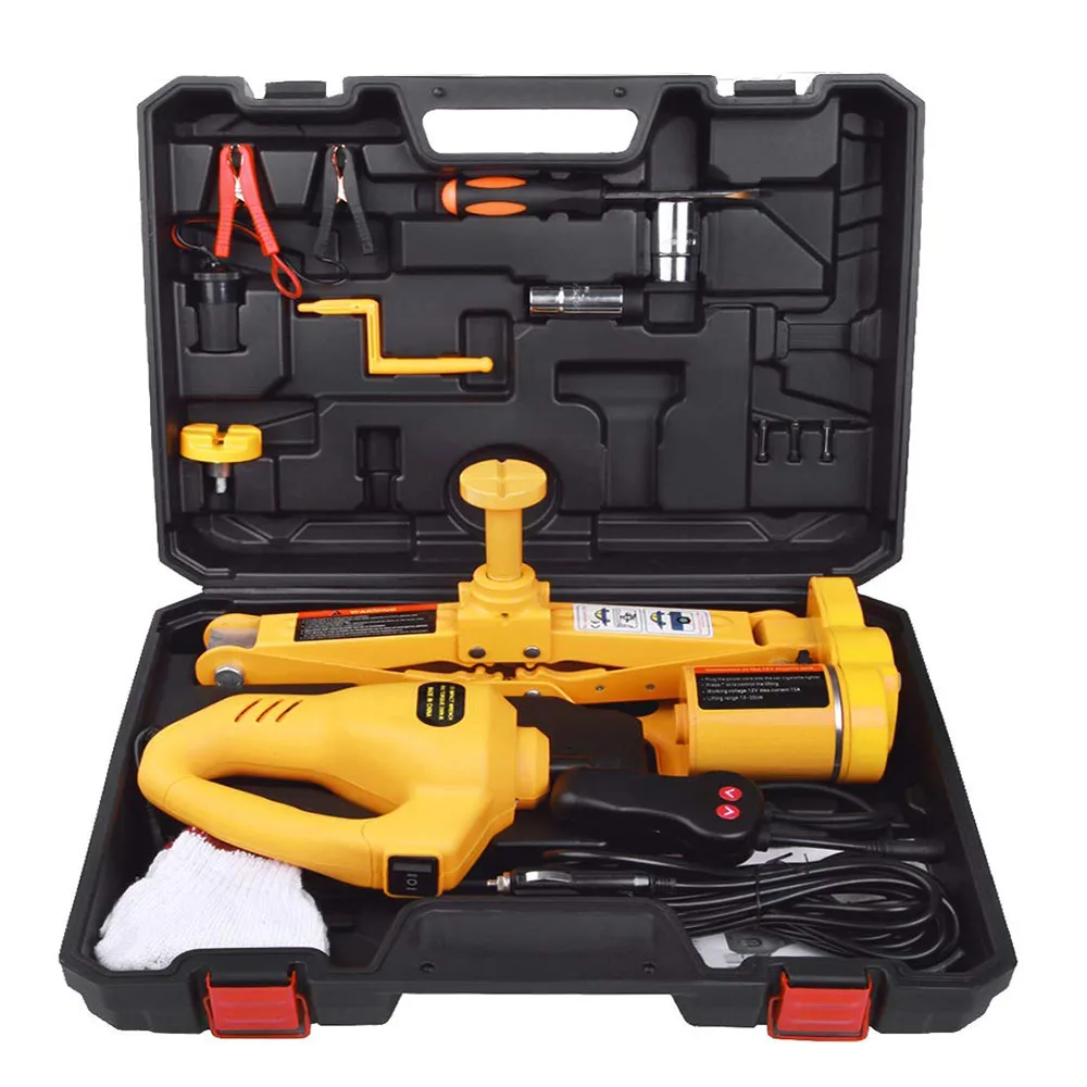 Electric Car Jack,3 Ton 12V DC Automotive Electric Jack Lifting Car SUV Emergency Equipment w/Impact Wrench Car Repair Tool