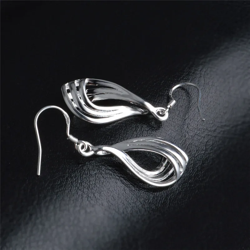 2018 Trendry Earrings for Women Elegant Fashion 925 Silver Women Ear long Earrings Silver Jewelry for gift Brincos J05#N (1)