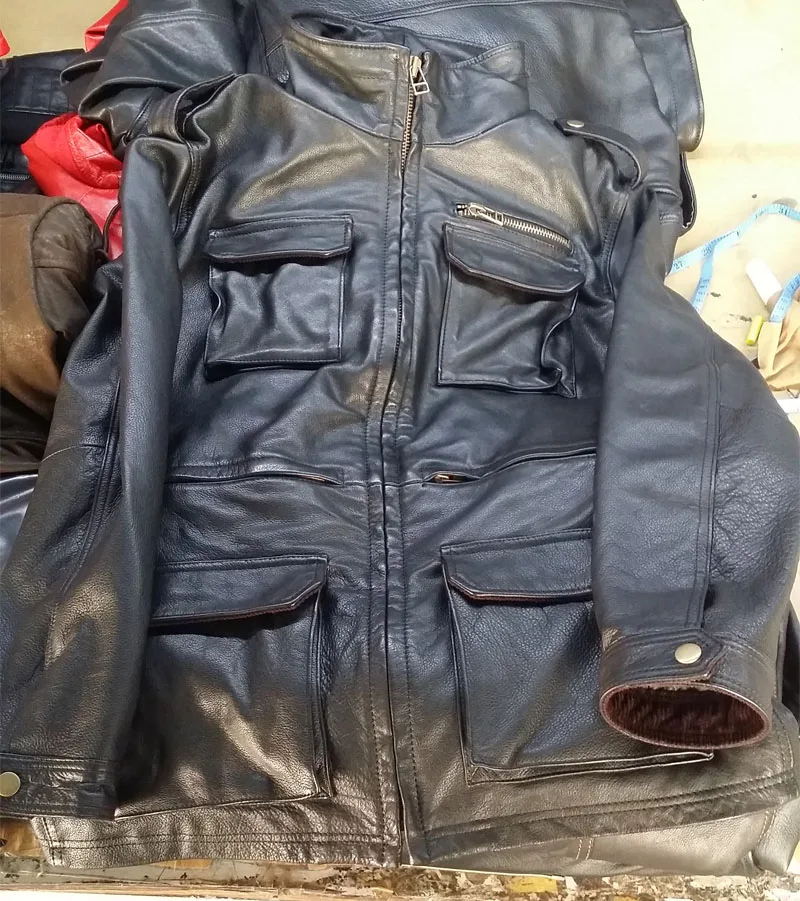 Фабричная мужская куртка M65 из натуральной коровьей кожи черного, винно-красного, коричневого цвета, военный Бомбер, мотоциклетная Байкерская мужская кожаная куртка 143