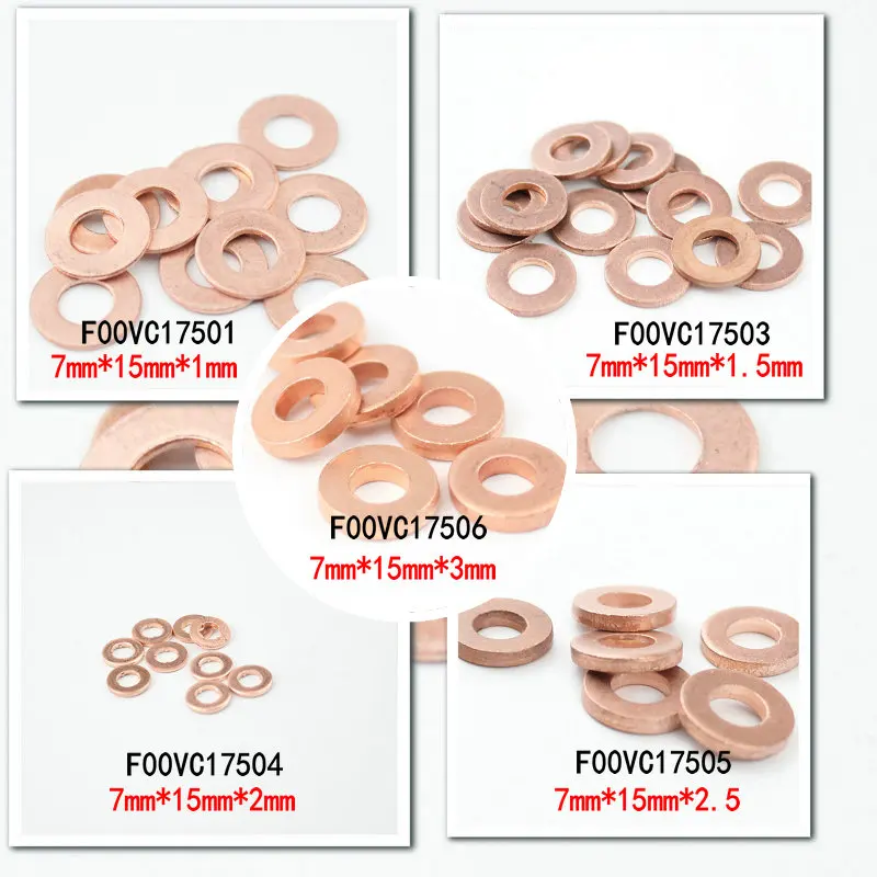 

100 PCS/LOT DEFUTE F00VC17503 F00VC17504 F00VC17505 for NOZZLE COPPER washer F 00V C17 503 and F 00V C17 504 and F 00V C17 505