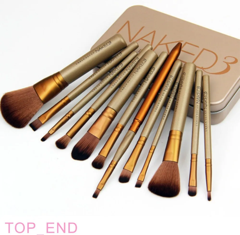 Hot 2016 New Professional 12pcs Naked 3 Makeup Brushes Essential Kit 