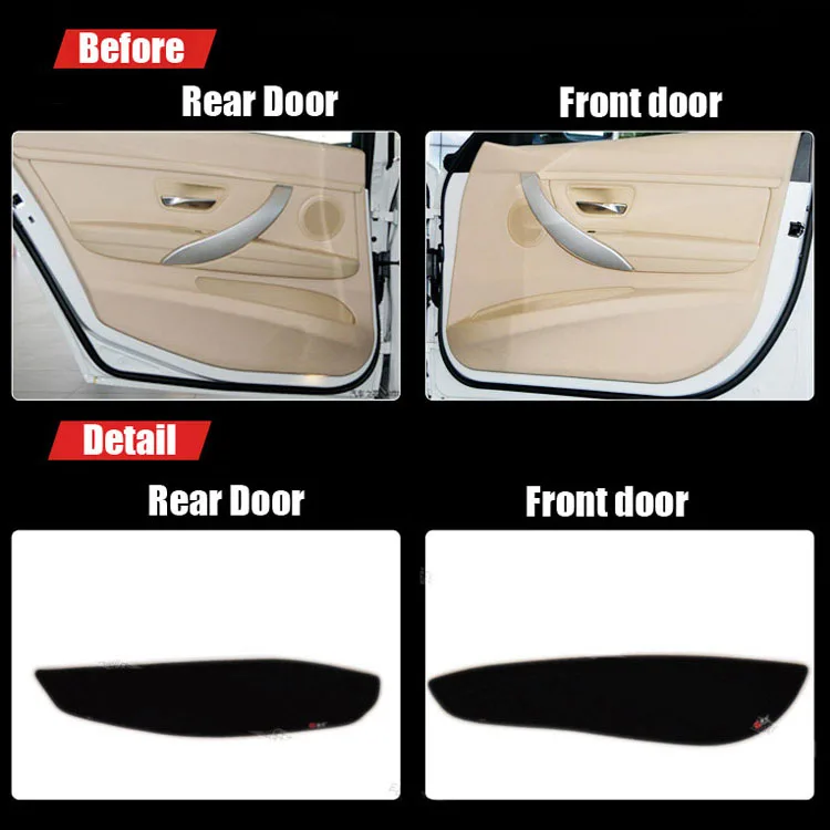 

4pcs Fabric Door Protection Mats Anti-kick Decorative Pads For BMW 3 Series 2013-2015