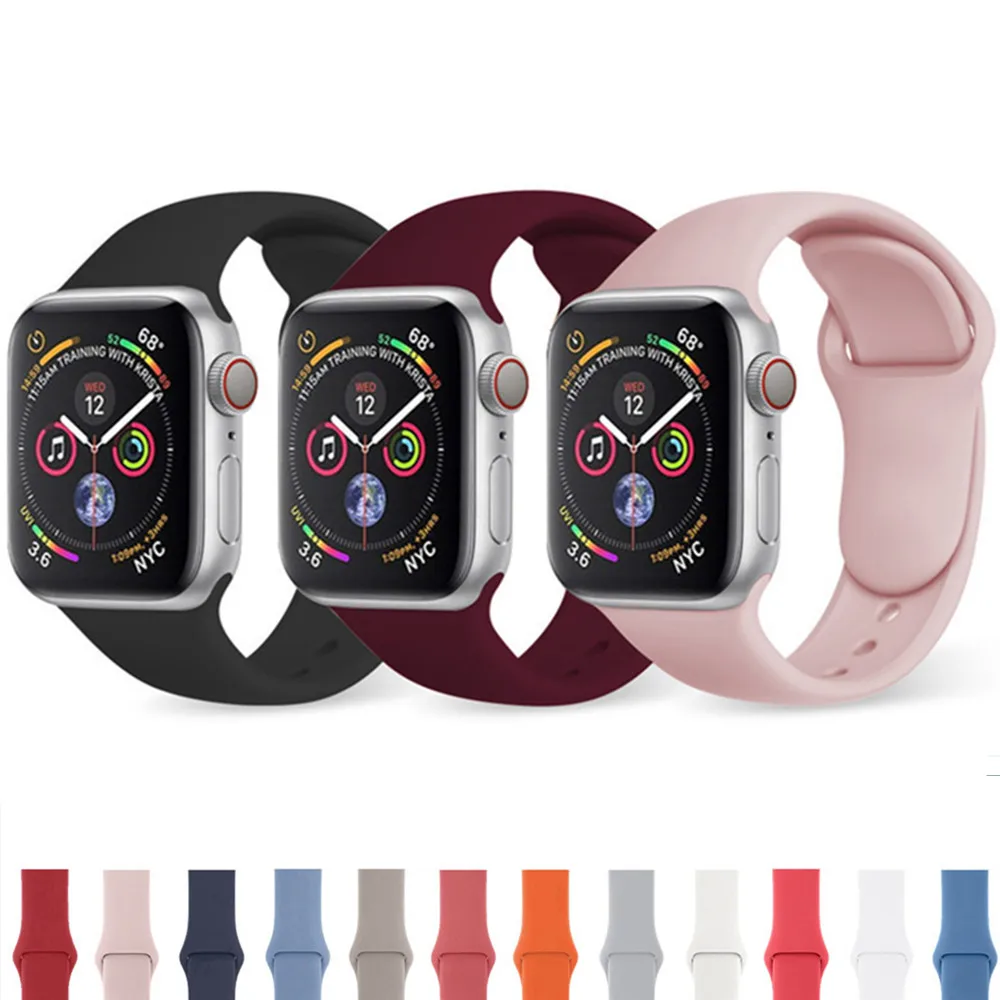 Спортивный ремешок для часов мягкий силиконовый Apple Watch 1 2 3 4 38 40 42 44 мм|Ремешки