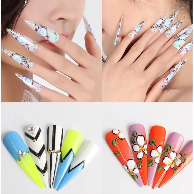 500 шт французские прозрачные акриловые накладные ногти полное покрытие пресс на