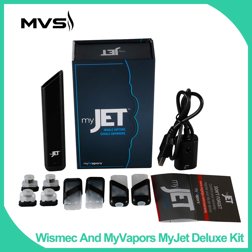 

MyVapors myJet Express Kit Wismec with 4 open unfilled e-juice pods 1.2ml Capacity leak-resistant with 350mAh battery vaporizer
