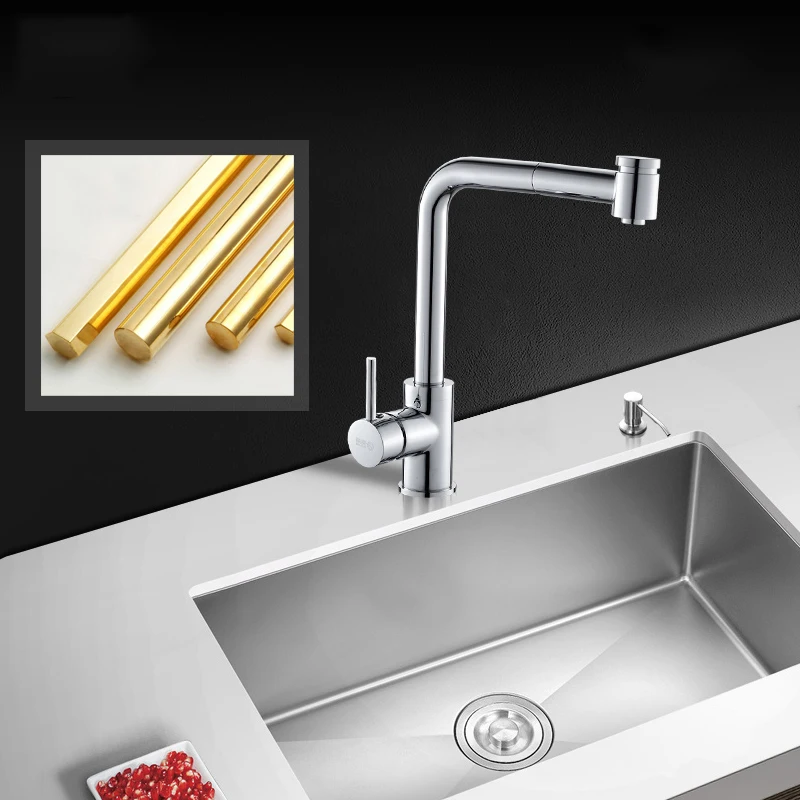 Chrome Kitchen Faucets hot and cold Single Handle Pull Out faucet for Kitchen 360 Degree Swivel mixer Water 3 ways water Tap