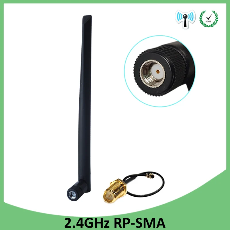 

5pcs 2.4GHz Antenna 5dBi RP-SMA Female 2.4 ghz antena 2.4G WiFi Aerial Wireless Router +21cm PCI U.FL IPX Pigtail Cable