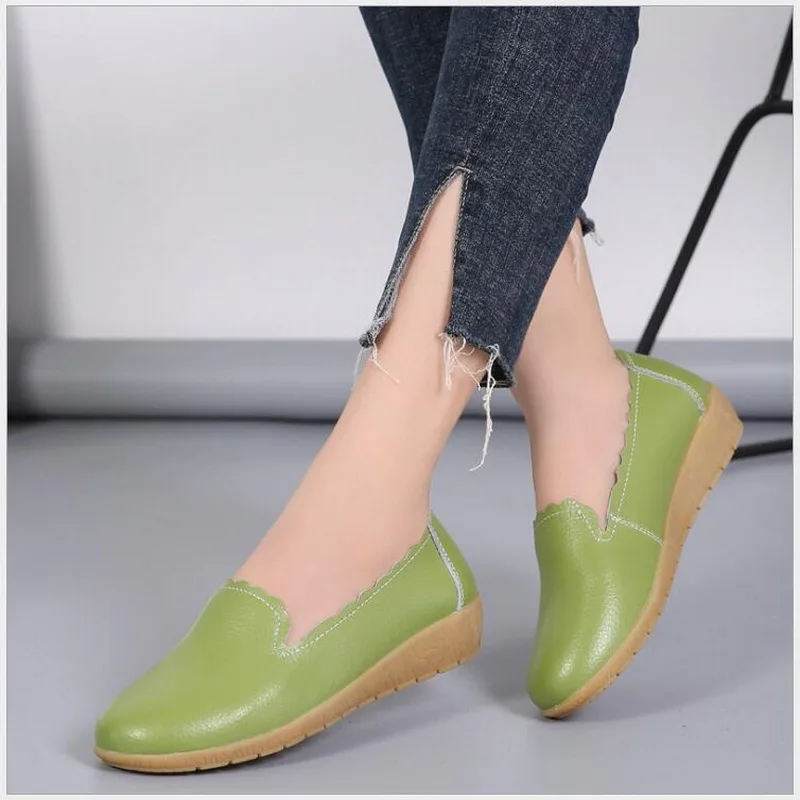 RUSHIMAN Grundlegende Ballett Wohnungen Schuhe aus echtem leder Flache Ballerina Schuhe weiche sohle gleitschutz einfache Damen Loafers