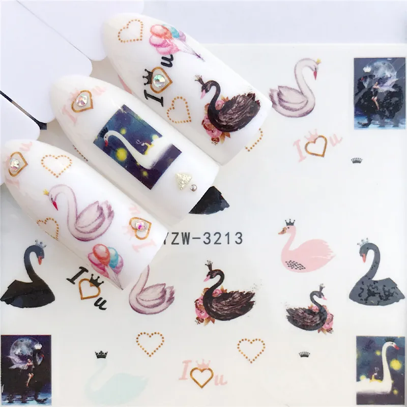 YWK 1 шт лиса/Фламинго/лошадь/цветок переводные наклейки для ногтей Красота Наклейка украшения для ногтей - Цвет: YZW-3213