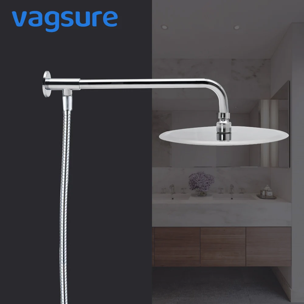 

Vagsure Round 34cm Stainless Steel Shower Arm with Shower Hose G1/2" Connector for Shower Room Bathroom Faucet Replacement Part