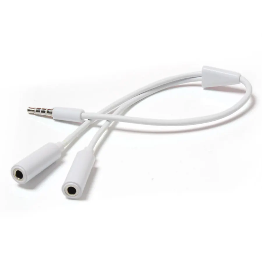 White 3.5mm Headphones Cable Jack Plug Splitter Extension Aux Cable