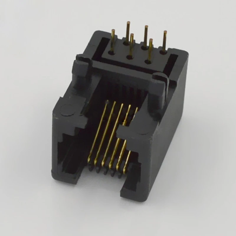 100 шт. 6 контактный Телефонный разъем RJ11 95001 6P6C черный пластик|plastic connector|plastic