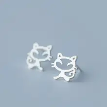 Jisensp Модные украшения животных серьги милый полые серьги кошка для Для женщин девочек хрустальные серьги joyas de плата 925