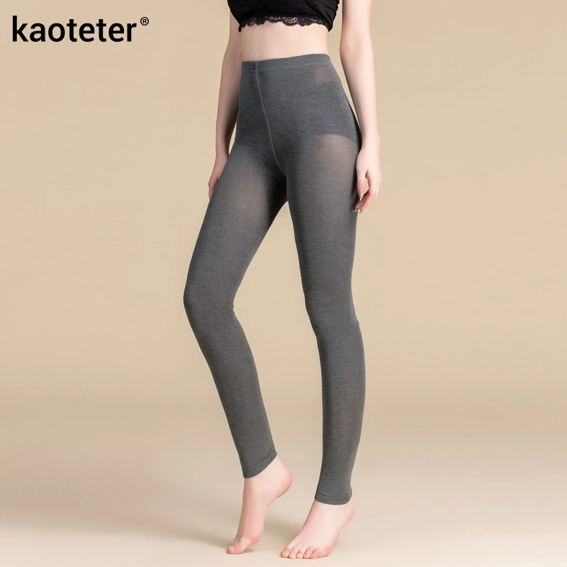 

50 % Silk 30% Cotton 20% Spandex Women's Warm Pants Women Slim Long Capris Pantalon Mujer Female Bottoming Pants