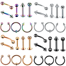 8 шт./компл. нержавеющая сталь нос губы кольцо для Козелка спираль прокалывания ушей пирсинг ювелирные изделия для тела 5 цветов