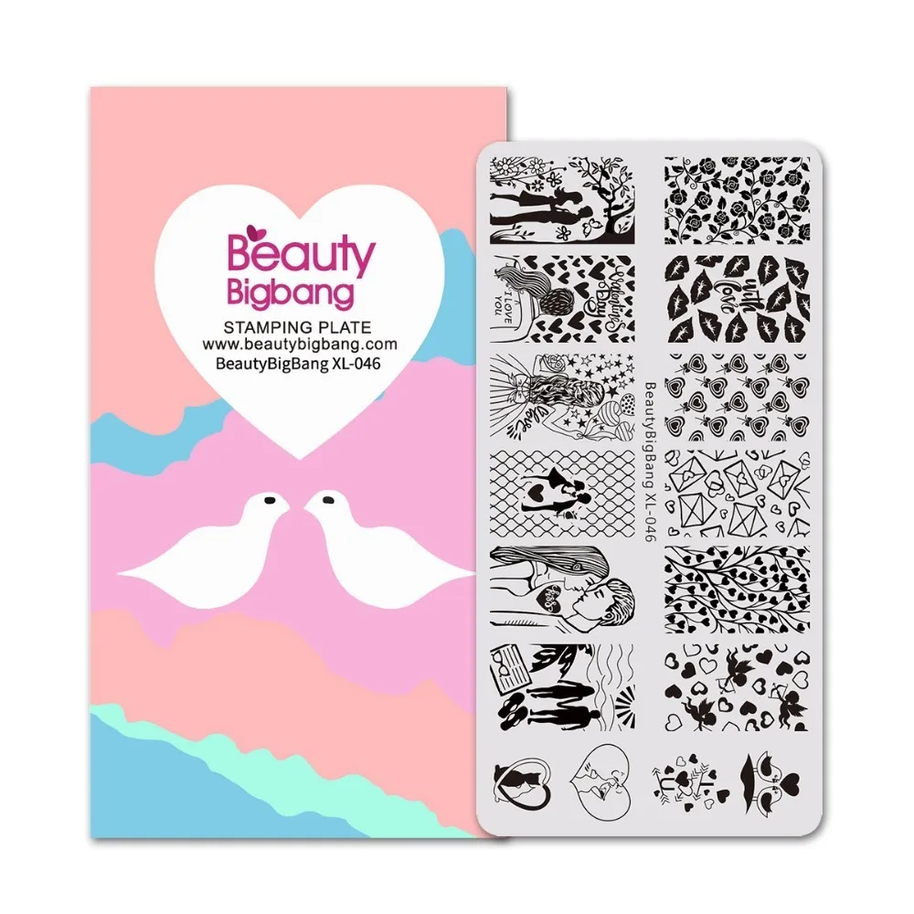 BeautyBigBang Stamping Plates Set 7 PCS XL-040-046 Different Flower Geometry Image Nail Art Stamping Plates Stencil Mold Set