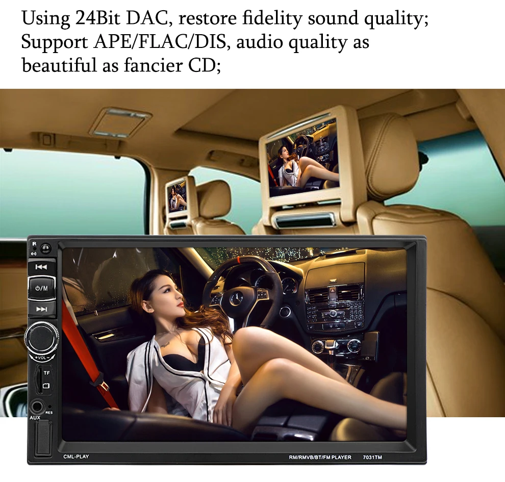 2 Din 7031TM FM/MP5/USB/AUX в MP5 плеер Мультимедиа автомобильное зеркало с монитором Ссылка для Android 7 дюймов Bluetooth Автомобильный сенсорный экран