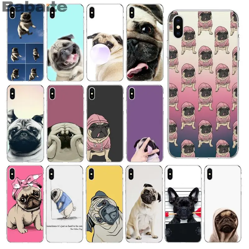 

Babaite Animal Cute Pug Dog Soft Silicone Transparent Phone Case for Apple iPhone 8 7 6 6S Plus X XS MAX 5 5S SE XR Cellphones