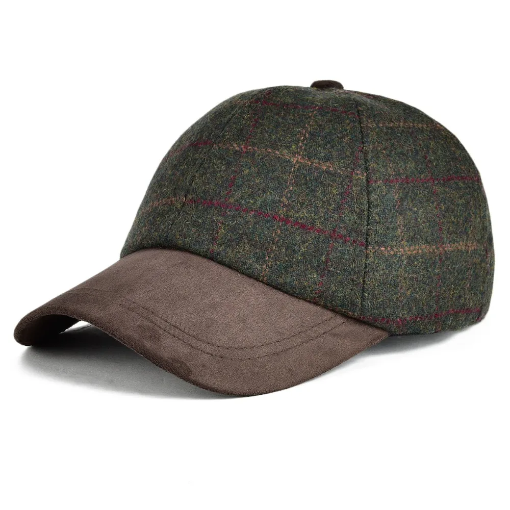 VOBOOM Wool Tweed Green Baseball Cap Men Bone Casquette Hats