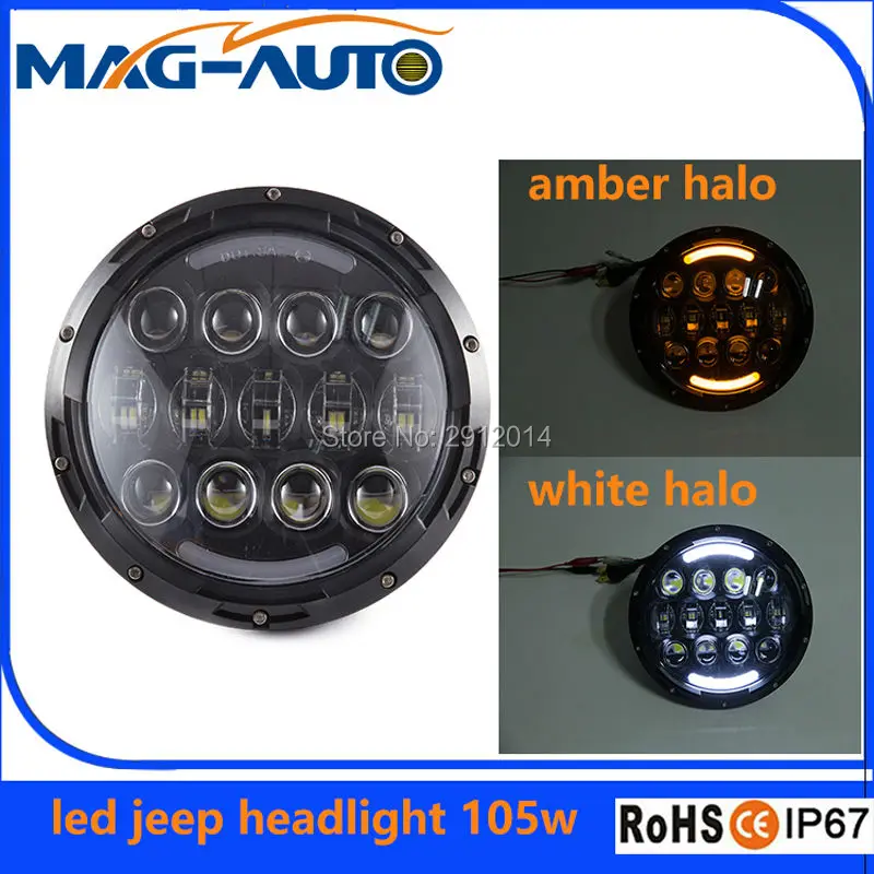 

For Jk Wrangler Accessories 4x4 Off Road Headlight 105w 7''  Round Led Headlight With White Amber Signal