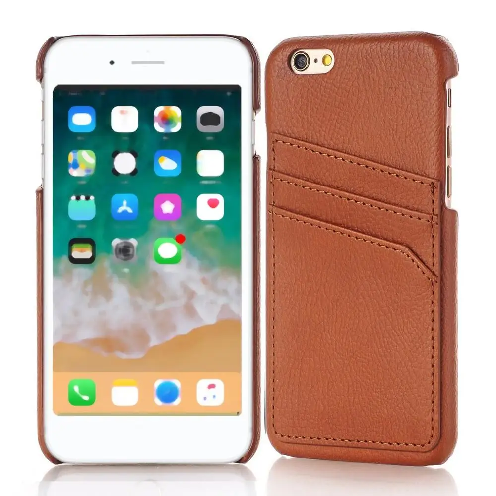 Тонкий из искусственной кожи чехол для iPhone X, 8, 7, 6, 6s плюс чехол задняя крышка Держатель для карт чехол-портмоне - Цвет: brown