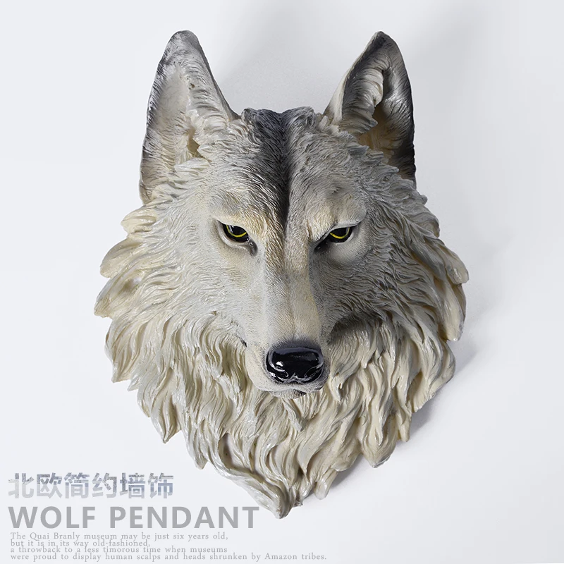 

Wolf Head Wall decoration large Size Hanging Wall Animal Head Resin Pendant Resin Wall Ornaments Home Accessories, Best Gift
