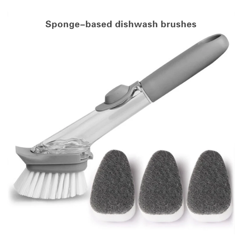 

Portable Non-Stick Oil Multi-Function Liquid Washing Pot Brushes Long Handle Cleaning Brush Automatic Liquid Washing Dish Brush