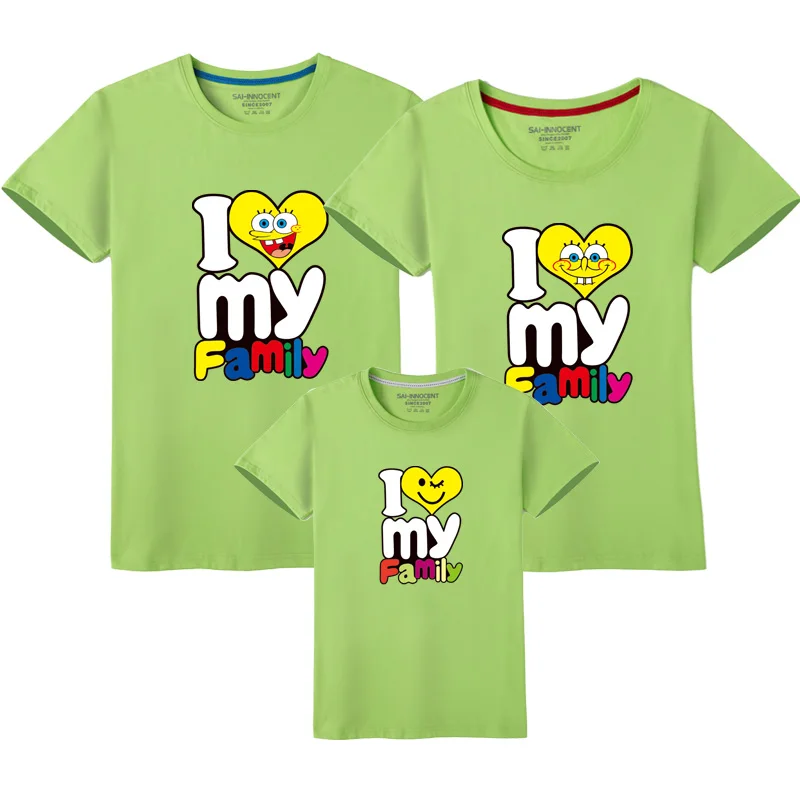 1 шт. одинаковые летние футболки с надписью I love My Family для папы мамы сына и дочки